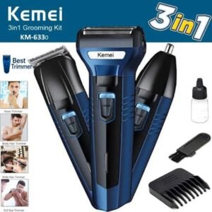 Kemei KM-6330 3 In 1 Rechargeable Hair Clipper Shaver Beard Styling Hair Removal Machine Nose Trimmer For Men